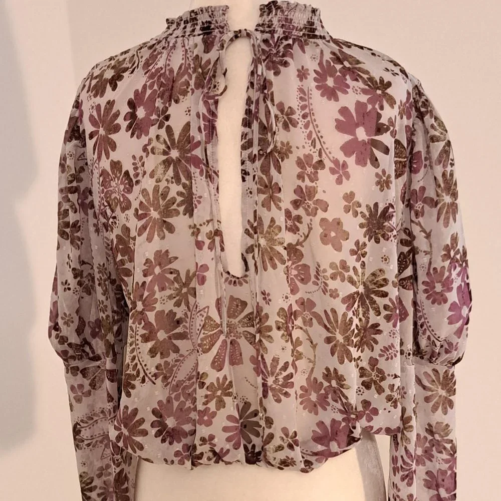 Free People Clarissa Lilac Grey Combo Top - Size XS NWT
